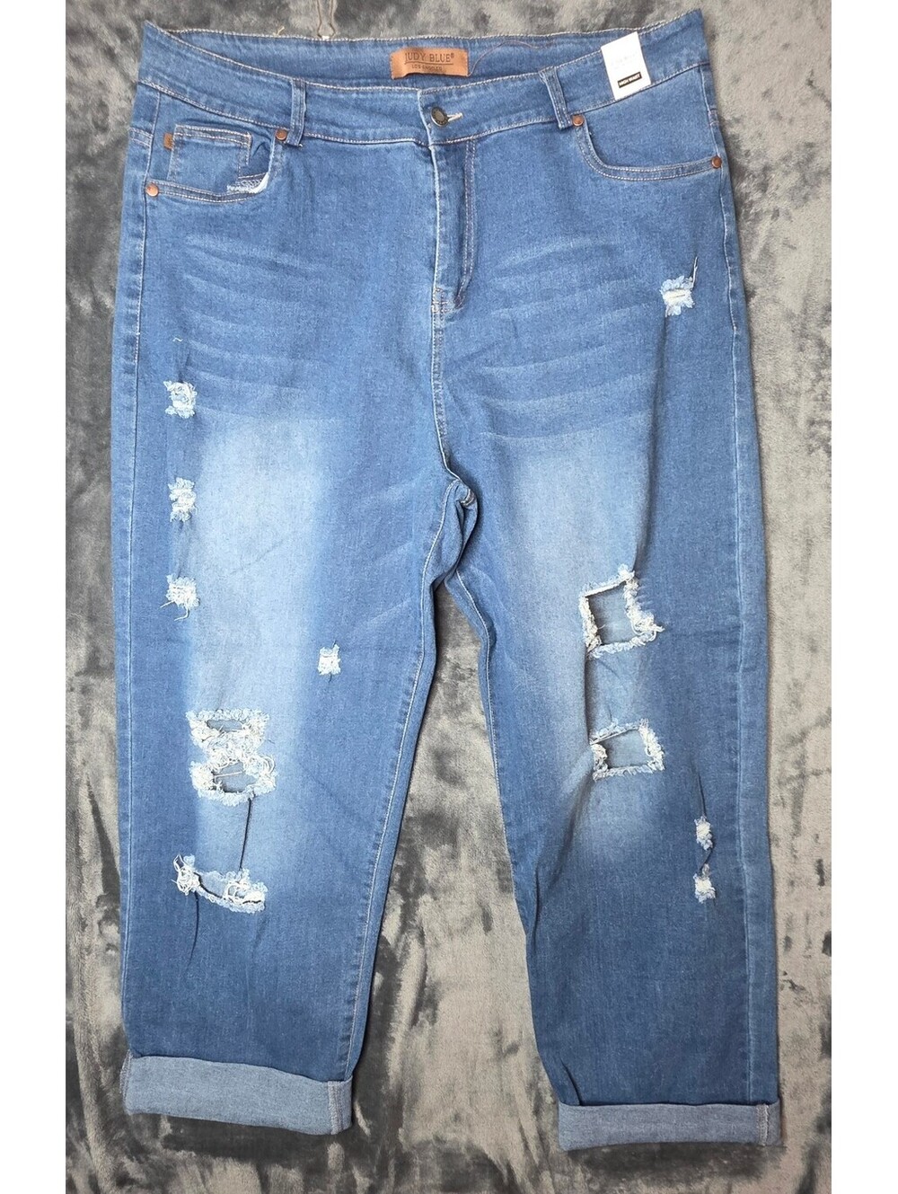 Judy Blue High Waist Distressed Cuffed Denim Jeans Women’s Sz 2XL NWT